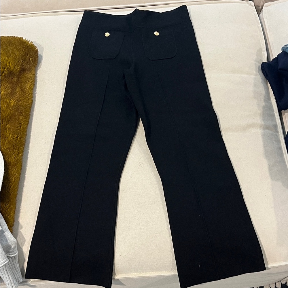 J Crew Delaney  Wide-Leg Pants with Gold Button Accents